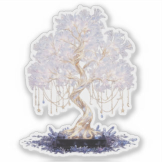 Crystal vinyl sticker of a golden galaxy tree
