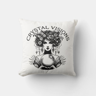 Crystal Visions Mystical Woman Vintage T-Shirt B Throw Pillow