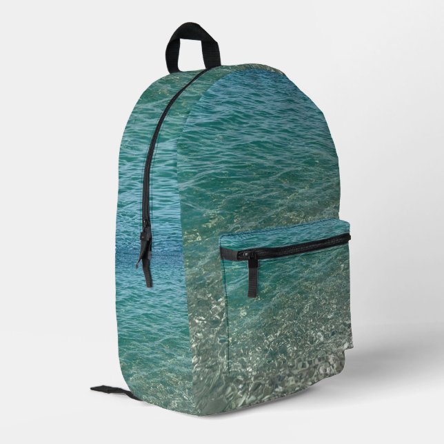 Crystal Water Beach Vibe Printed Backpack (Back Corner Left)