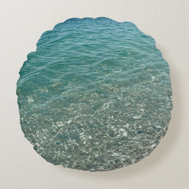 Crystal Water Beach Vibe Round Pillow (Front)