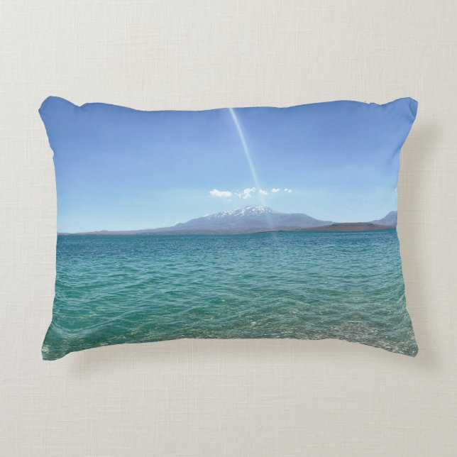 Crystal Water View Blue Sky Beach Vibe Peaceful Accent Pillow (Front)