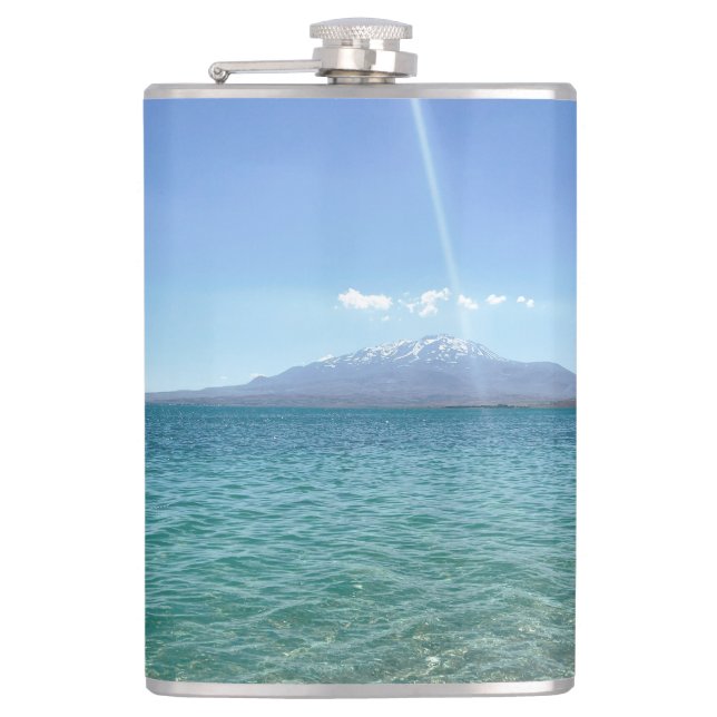 Crystal Water View Blue Sky Beach Vibe Peaceful Flask (Front)