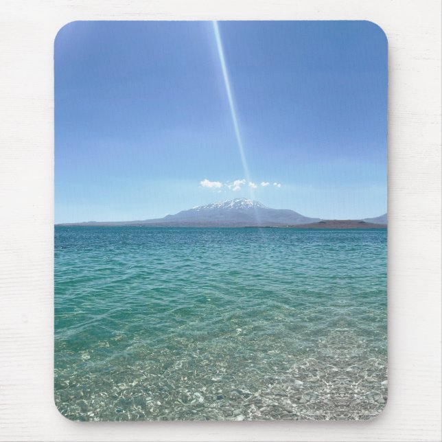 Crystal Water View Blue Sky Beach Vibe Peaceful Mouse Pad (Front)