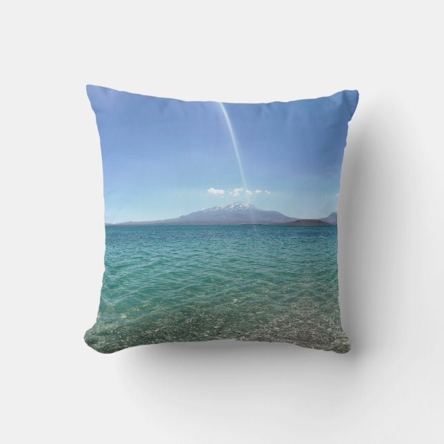 Crystal Water View Blue Sky Beach Vibe Peaceful Throw Pillow (Front)