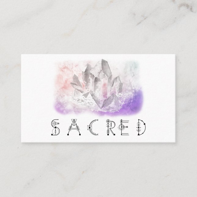 *~* Crystal Watercolor Energy Healing Arts Sacred Business Card (Front)