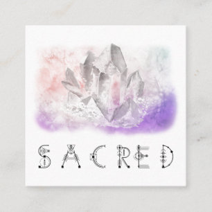 *~* Crystal Watercolor Sacred Healing Arts Square Business Card