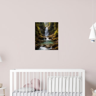 Crystal Waterfall in Mountain Valley Poster