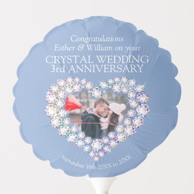 Crystal wedding 3rd anniversary custom photo balloon (Front)