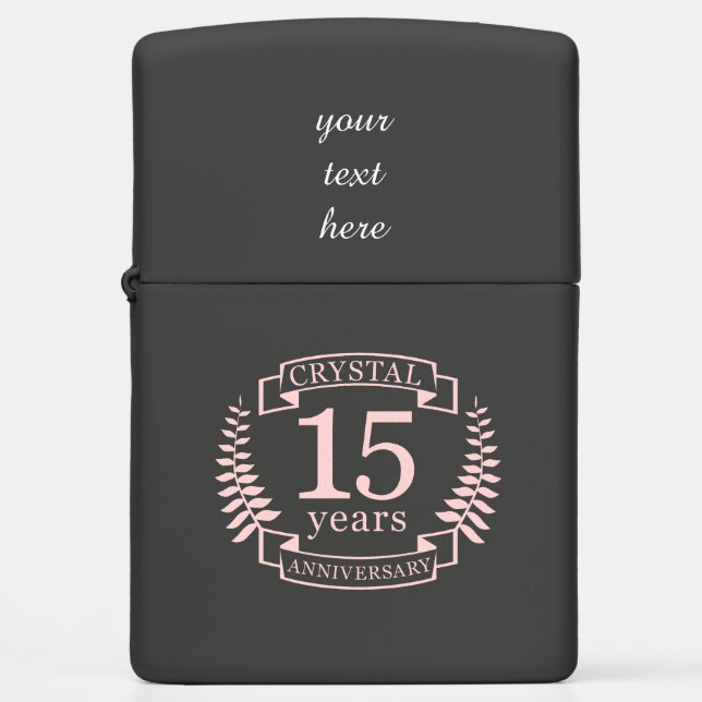 Crystal wedding anniversary 15 years zippo lighter (Front)