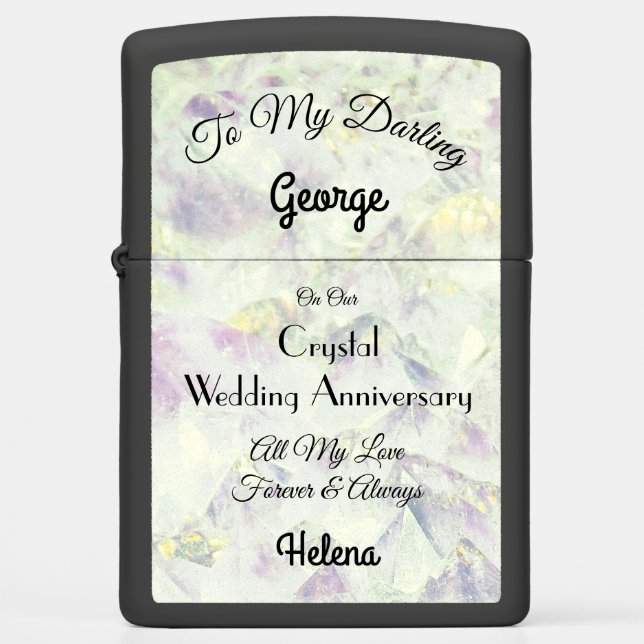 Crystal Wedding Anniversary Husband Zippo Lighter (Front)
