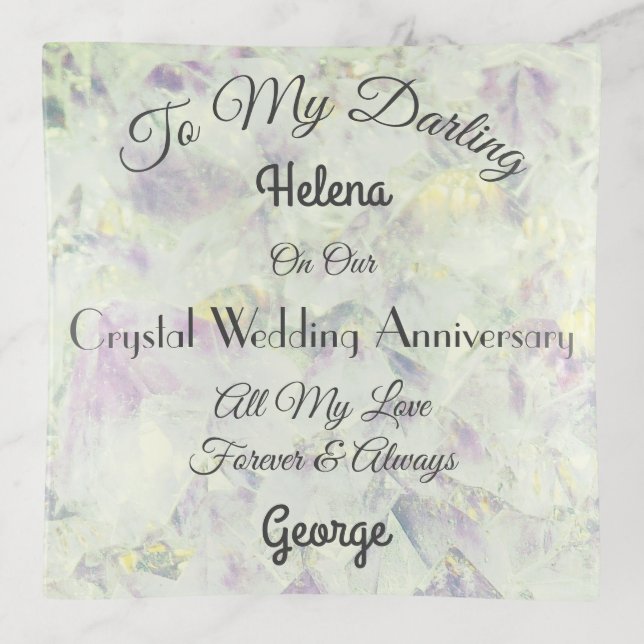 Crystal Wedding Anniversary Trinket Tray (Front)