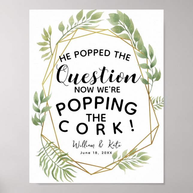 Crystal wedding greenery ENGAGEMENT Announcement Poster (Front)