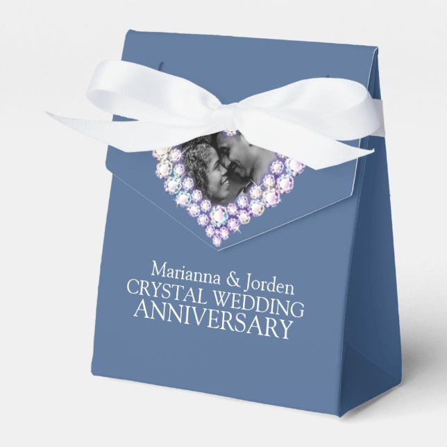 Crystal wedding heart photo thank you favor box (Front Side)