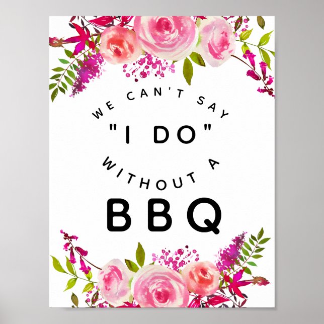 crystal wedding Pink  we cant say I do with BBQ Poster (Front)