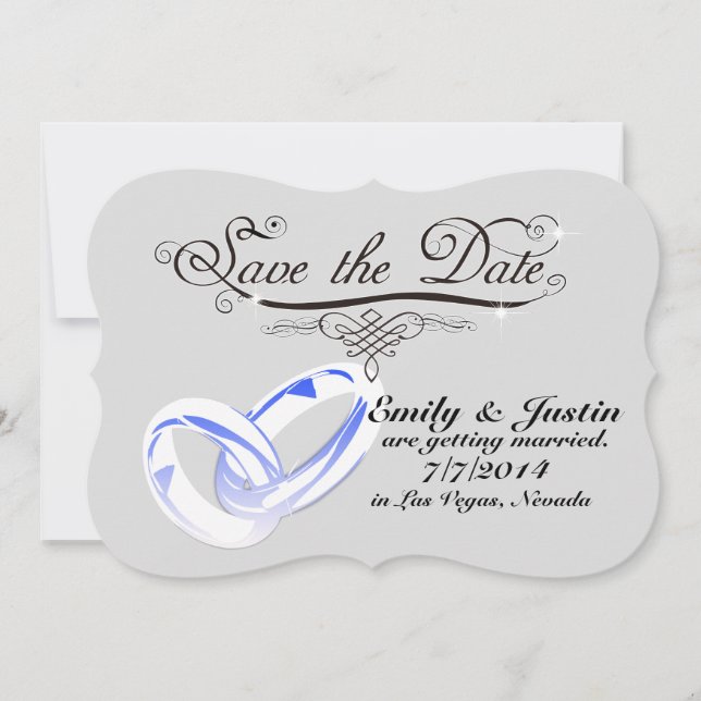 CRYSTAL WEDDING RING SAVE THE DATE CARDS (Front)