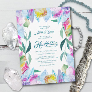 Crystal Witch Gems & Leaves Rainbow Handfasting Invitation