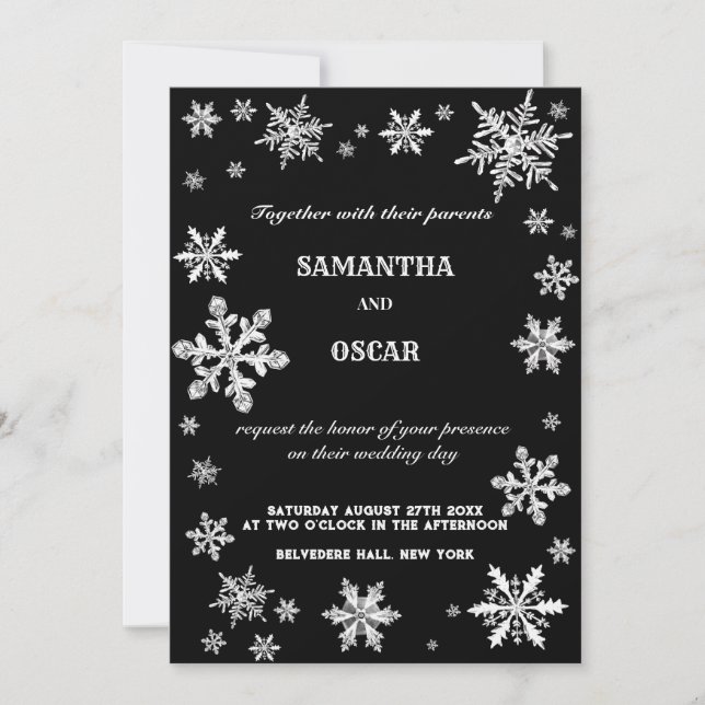 crystale snowflakes winter wedding  invitation (Front)