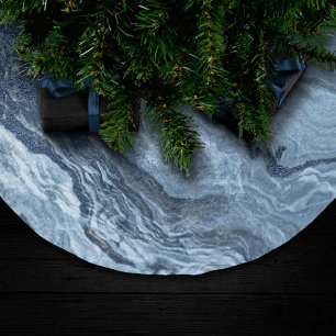 Crystalized Blue Agate Dusty Slate Marbled Stone Brushed Polyester Tree Skirt