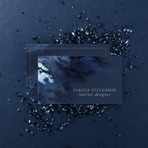 Crystalized Blue Agate Dusty Slate Marbled Stone Business Card