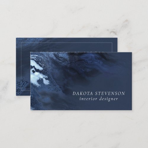 Crystalized Blue Agate  Dusty Slate Marbled Stone Business Card