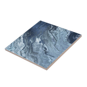 Crystalized Blue Agate Dusty Slate Marbled Stone Ceramic Tile