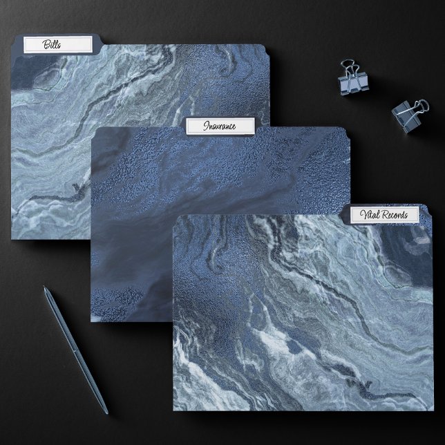 Crystalized Blue Agate | Dusty Slate Marbled Stone File Folder (Creator Uploaded)
