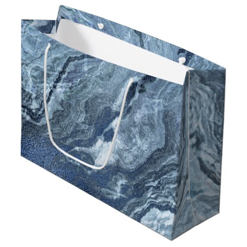 Crystalized Blue Agate  Dusty Slate Marbled Stone Large Gift Bag