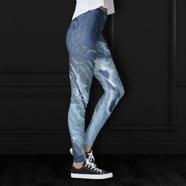 Crystalized Blue Agate | Dusty Slate Marbled Stone Leggings (Creator Uploaded)