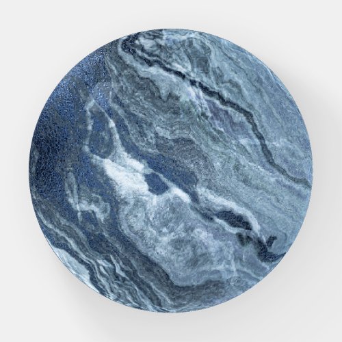 Crystalized Blue Agate  Dusty Slate Marbled Stone Paperweight