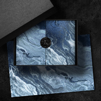 Crystalized Blue Agate | Dusty Slate Marbled Stone Tissue Paper