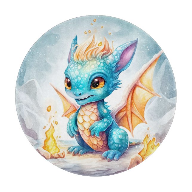 Crystalized Cute Baby Blue Dragon-68799 Cutting Board (Front)