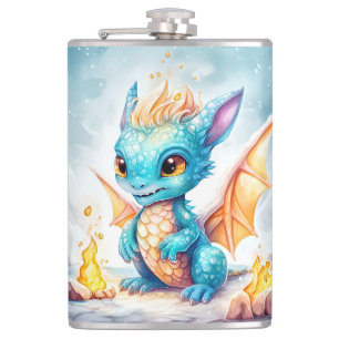 Crystalized Cute Baby Blue Dragon-68799 Flask