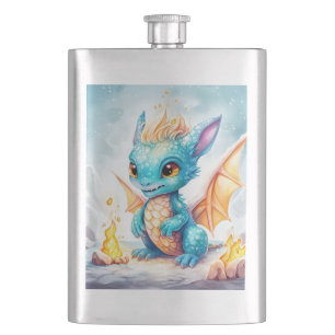Crystalized Cute Baby Blue Dragon-68799 Flask