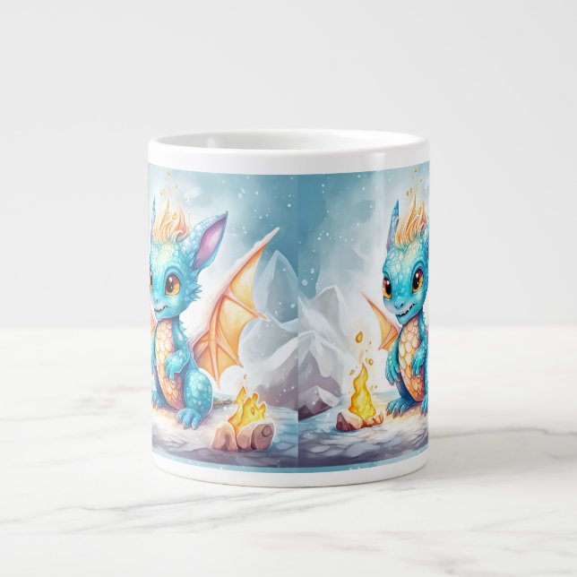 Crystalized Cute Baby Blue Dragon-68799 Giant Coffee Mug (Front)