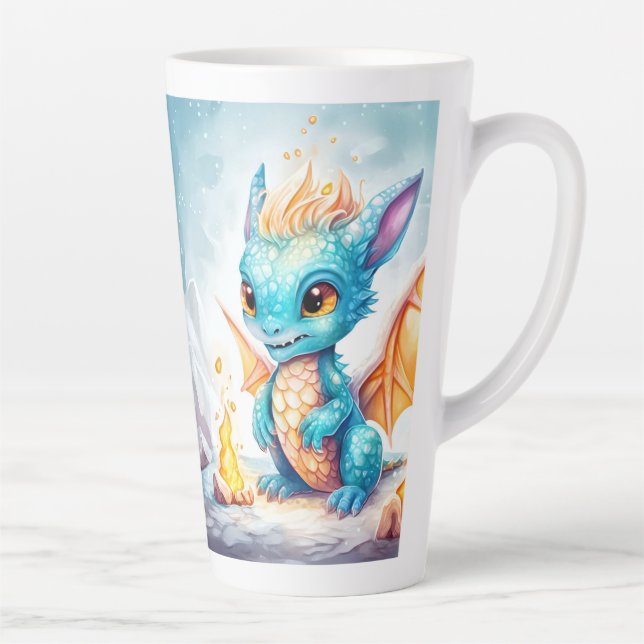 Crystalized Cute Baby Blue Dragon-68799 Latte Mug (Right)