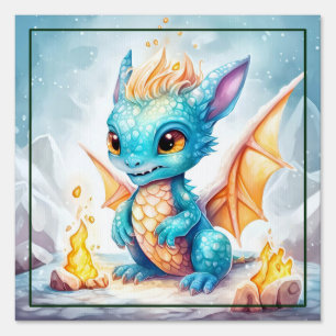 Crystalized Cute Baby Blue Dragon-68799 Sign