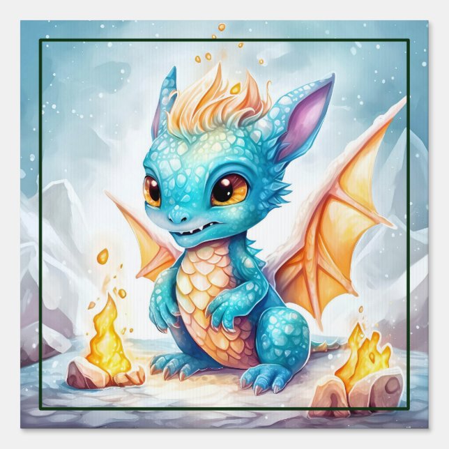 Crystalized Cute Baby Blue Dragon-68799 Sign (Front)