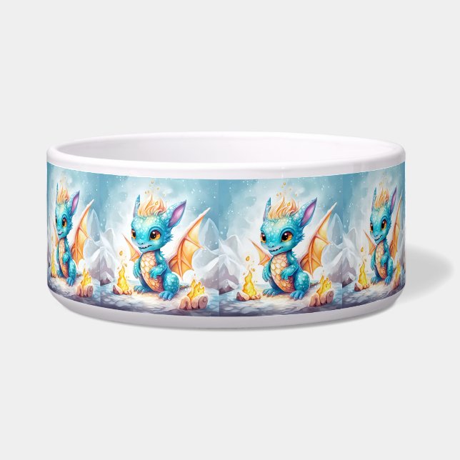 Crystalized Cute Baby Blue Dragon Bowl (Front)