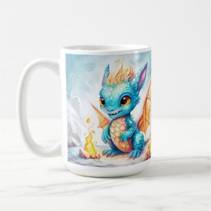 Crystalized Cute Baby Blue Dragon Coffee Mug