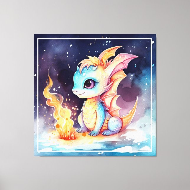 Crystalized Cute Baby Dragon-68799 Canvas Print (Front)