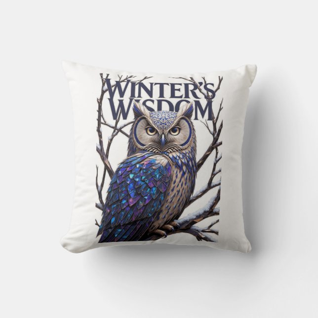 Crystalized Forest Owl T-Shirt, Premium  Throw Pillow (Front)