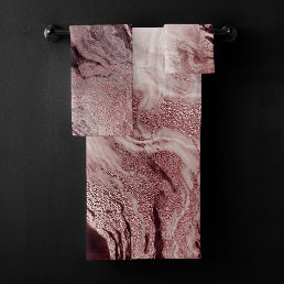 Crystalized Mauve Agate | Dusty Rose Pink Marble Bath Towel Set