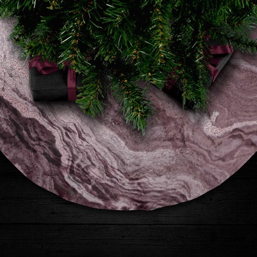 Crystalized Mauve Agate  Dusty Rose Pink Marble Brushed Polyester Tree Skirt