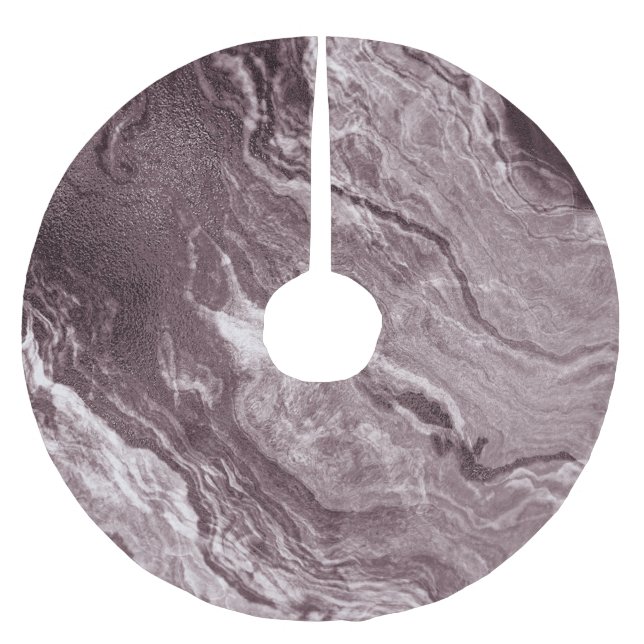 Crystalized Mauve Agate | Dusty Rose Pink Marble Brushed Polyester Tree Skirt (Front)