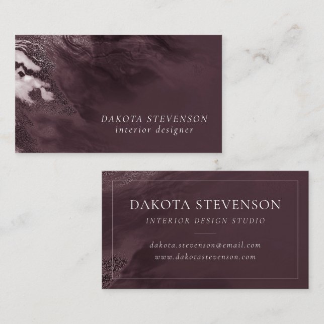 Crystalized Mauve Agate | Dusty Rose Pink Marble Business Card (Front/Back)