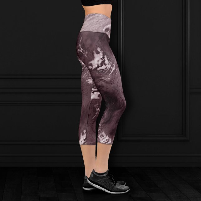 Crystalized Mauve Agate | Dusty Rose Pink Marble Capri Leggings (Creator Uploaded)