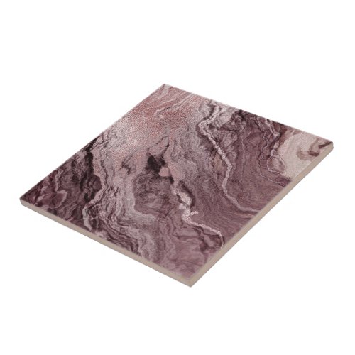 Crystalized Mauve Agate  Dusty Rose Pink Marble Ceramic Tile