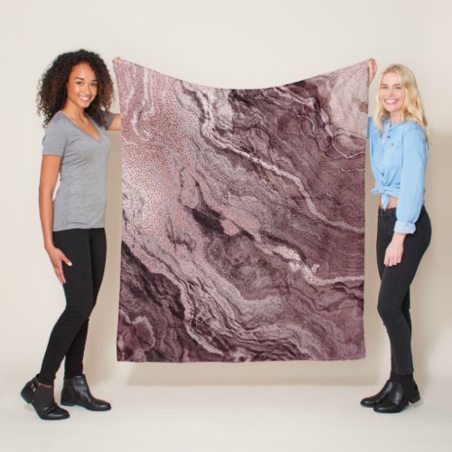 Crystalized Mauve Agate  Dusty Rose Pink Marble Fleece Blanket