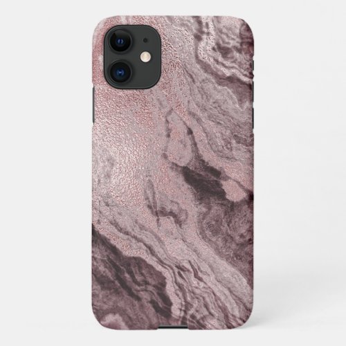 Crystalized Mauve Agate  Dusty Rose Pink Marble iPhone 11 Case