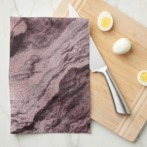 Crystalized Mauve Agate  Dusty Rose Pink Marble Kitchen Towel